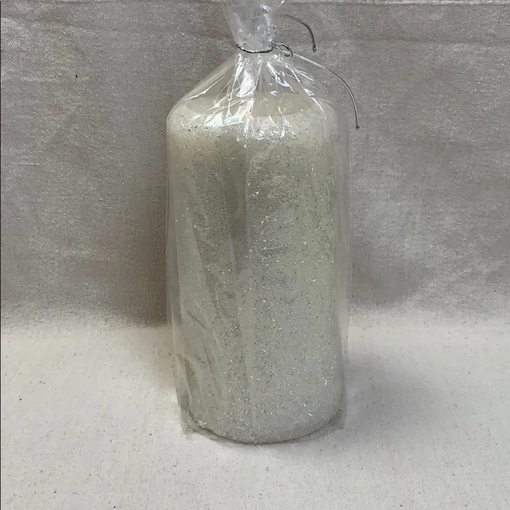 Pottery Barn 4”x8” glittery Sparkle Beaded Candle